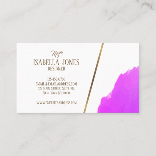 Einzigartige Wasserfarbe Moderne Visitenkarte (Rückseite)