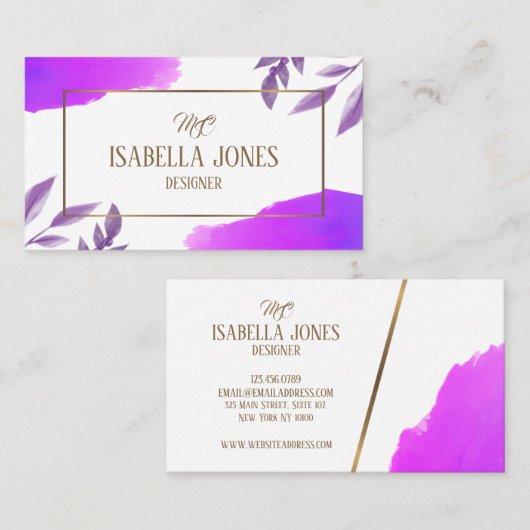 Einzigartige Wasserfarbe Moderne Visitenkarte (Vorne/Hinten)