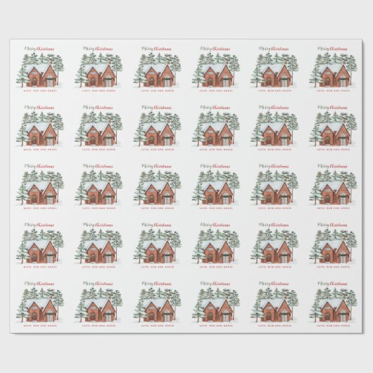 Einzigartige Wasserfarbe Nordischer Weihnachtsbaum Geschenkpapier (Flach)