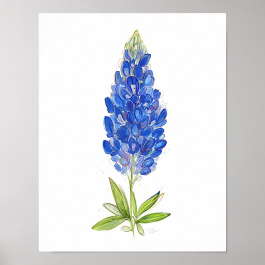 Einzigartige Wasserfarbe Texas Bluebonnet Kunst Poster (Vorne)