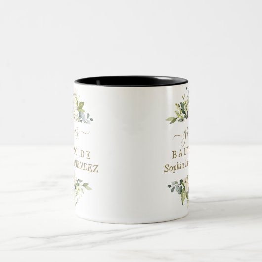 Einzigartige Wasserfarben Weiße Blume Spanisch Bau Zweifarbige Tasse (Mittel)