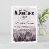 Einzigartige Watercolor bemalt Rustikal Forest Bab Einladung (Stehend Vorderseite)