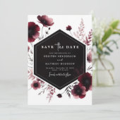 Einzigartige Watercolor Burgundy Wedding Save The Date (Stehend Vorderseite)