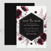 Einzigartige Watercolor Burgundy Wedding Save The Date (Vorne/Hinten)