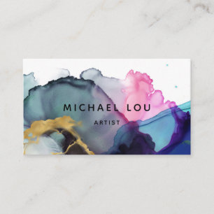 Einzigartige Watercolor Gold Modern Business Card Visitenkarte