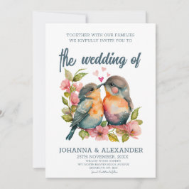 Einzigartige Watercolor Lovebirds Hochzeit Einladu Einladung
