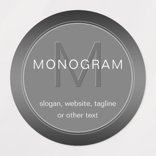 Einzigartige Waterproof Grau Monogram bearbeitbar Etiketten (Design 1)