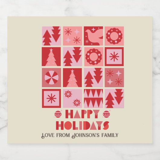 Einzigartige Weihnachten Rosa Moderne funkelnd Schaumweinetikett (Einzelnes Label)