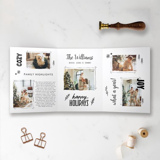 Einzigartige Weihnachts-Fotocollage Weihnachtskart Dreifach Gefaltete Einladung
