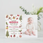 Einzigartige Weihnachts-Geburtstagsparty Foto Einladung (Stehend Vorderseite)