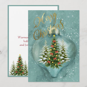 Einzigartige Weihnachtsbäume Ornamente Schnee  Feiertagskarte