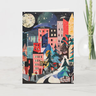 Einzigartige Weihnachtsbaumszenen Feiertagskarte