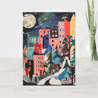 Einzigartige Weihnachtsbaumszenen Feiertagskarte