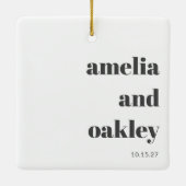 Einzigartige Weihnachtsfeier für die Platzkarte Keramikornament (Rückseite)