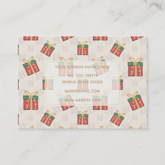 Einzigartige Weihnachtsfeiertage-Geschenkboxen Dod Visitenkarte (Rückseite)