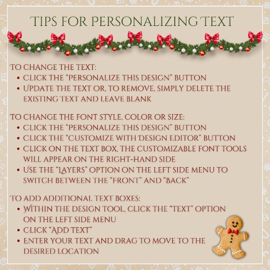 Einzigartige Weihnachtskarte Kochrezeption Feiertagskarte