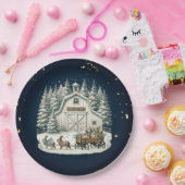 Einzigartige Weihnachtslandschaft Pappteller (Party)