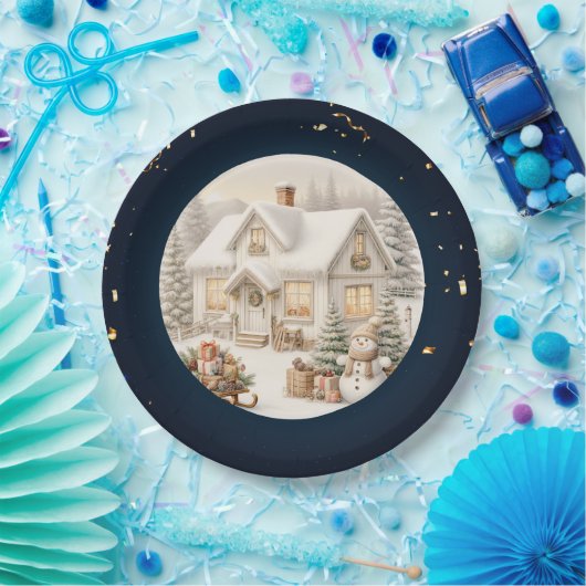 Einzigartige Weihnachtslandschaft Pappteller (Party)