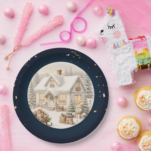 Einzigartige Weihnachtslandschaft Pappteller (Party)