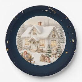 Einzigartige Weihnachtslandschaft Pappteller