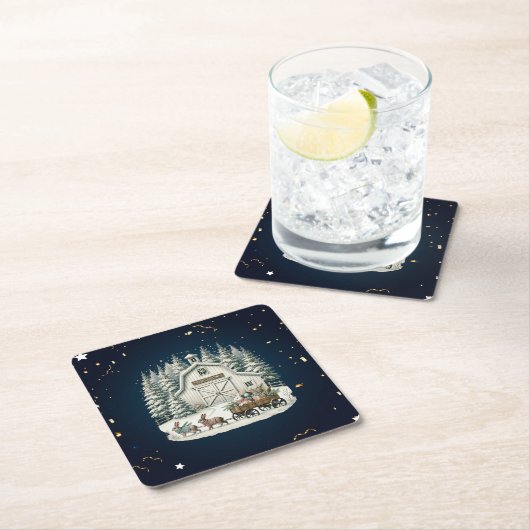 Einzigartige Weihnachtslandschaft Rechteckiger Pappuntersetzer (Vor Ort)