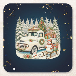 Einzigartige Weihnachtslandschaft Rechteckiger Pappuntersetzer