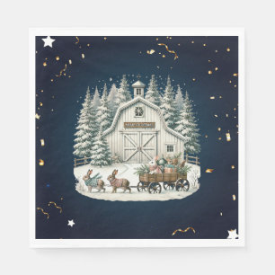 Einzigartige Weihnachtslandschaft Serviette