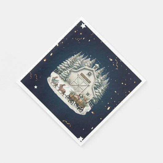 Einzigartige Weihnachtslandschaft Serviette (Ecke)