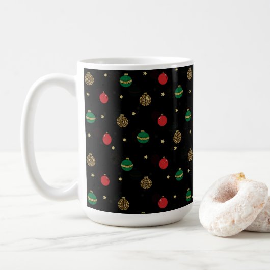 Einzigartige Weihnachtsschmuck Baubles Schwarzes M Kaffeetasse (Mit Donut)