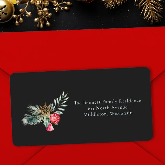 Einzigartige Weihnachtsschmuck-Rücksendeadresse Adressaufkleber