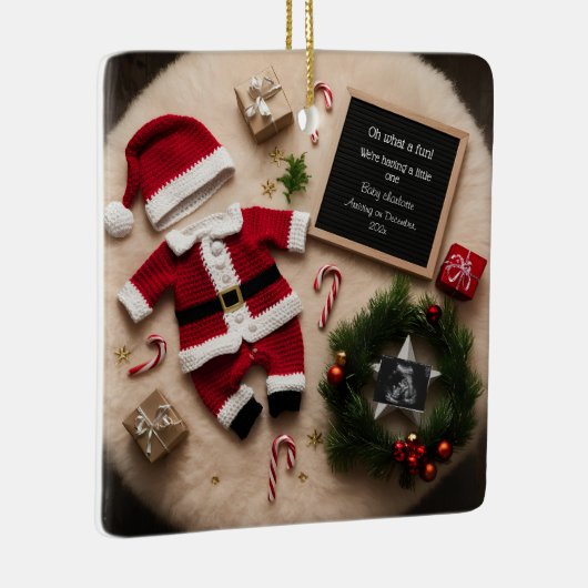 Einzigartige Weihnachtsschwangerschaftsankündigung Keramikornament (Rechts)