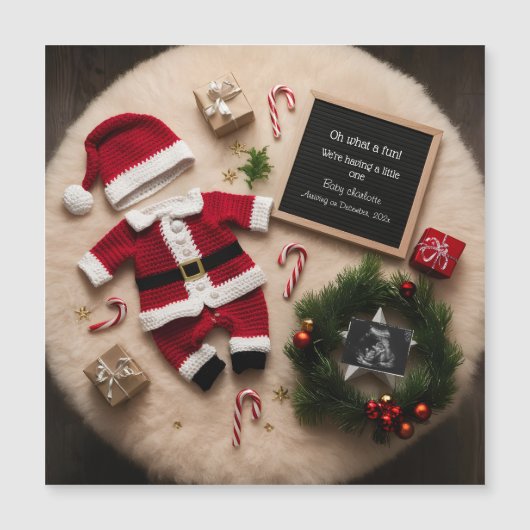 Einzigartige Weihnachtsschwangerschaftsankündigung Magnetkarte (Vorderseite)