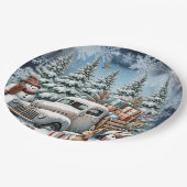 Einzigartige Weihnachtsszenerie Papier Teller (Schrägansicht)