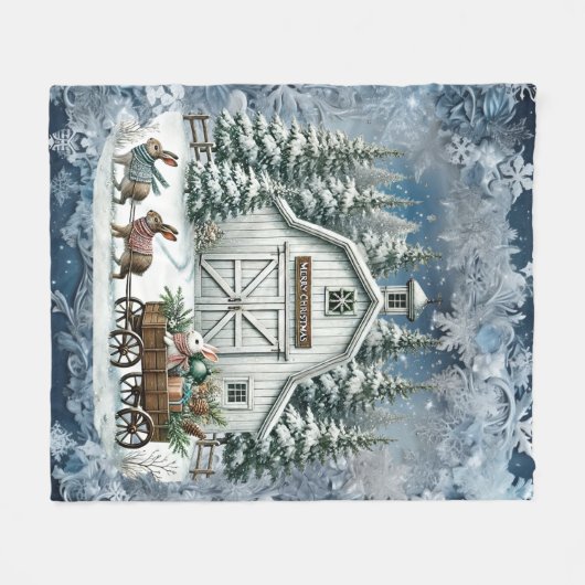 Einzigartige Weihnachtsszenerie Papier Teller Fleecedecke (Vorderseite (Horizontal))