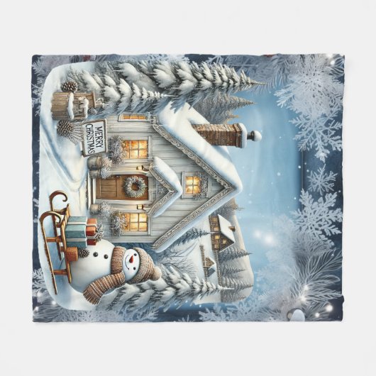 Einzigartige Weihnachtsszenerie Papier Teller Fleecedecke (Vorderseite (Horizontal))