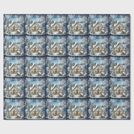 Einzigartige Weihnachtsszenerie Papier Teller Geschenkpapier (Flach)