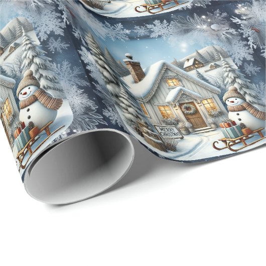 Einzigartige Weihnachtsszenerie Papier Teller Geschenkpapier (Rolleneckpunkt)