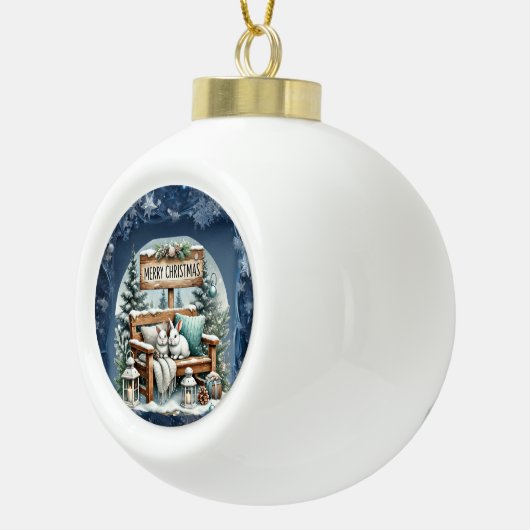 Einzigartige Weihnachtsszenerie Papier Teller Keramik Kugel-Ornament (Rechts)