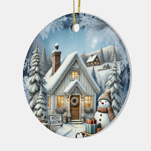 Einzigartige Weihnachtsszenerie Papier Teller Keramik Ornament (Links)