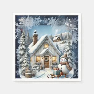 Einzigartige Weihnachtsszenerie Papier Teller Serviette