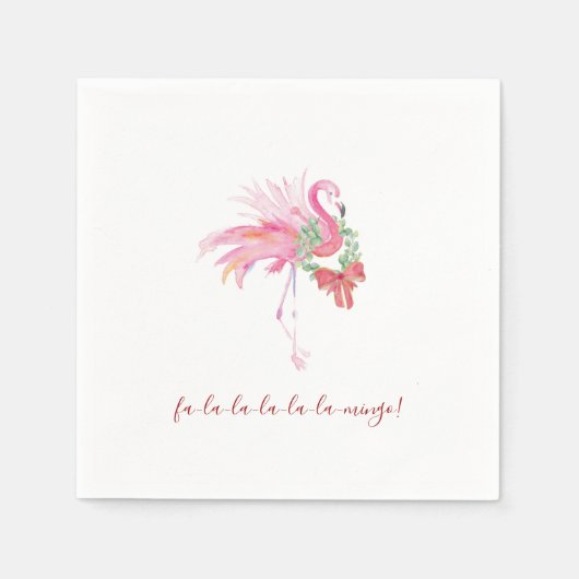 Einzigartige Weihnachtsthemen Pink Flamingo Serviette (Vorderseite)