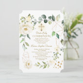 Einzigartige weiße Blume Gold Rahmen heilige Kommu Einladung (Stehend Vorderseite)