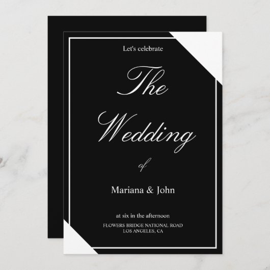 Einzigartige weiße und schwarze formale Einfache C Einladung (Vorne/Hinten)