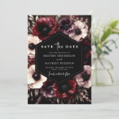Einzigartige Whimsical Burgundy Wedding Save The Date (Stehend Vorderseite)