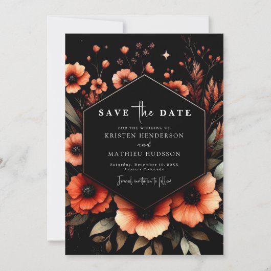Einzigartige Whimsical Terracotta Wedding Save The Date (Vorderseite)