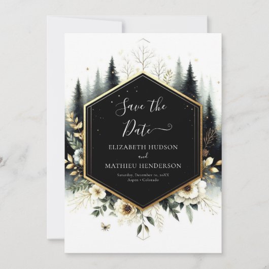 Einzigartige Whimsical-Zauberwald-Hochzeit Save The Date (Vorderseite)