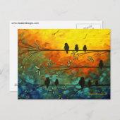 Einzigartige Whimsikale Vögel auf einer Zweig-Post Postkarte (Vorne/Hinten)