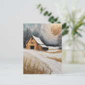 Einzigartige Winter-Scheune im Schnee Postkarte (Stehend Vorderseite)