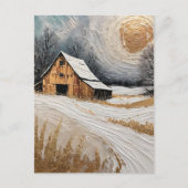 Einzigartige Winter-Scheune im Schnee Postkarte (Vorderseite)