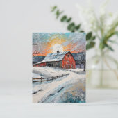 Einzigartige Winter-Scheunenmalerei Postkarte (Stehend Vorderseite)